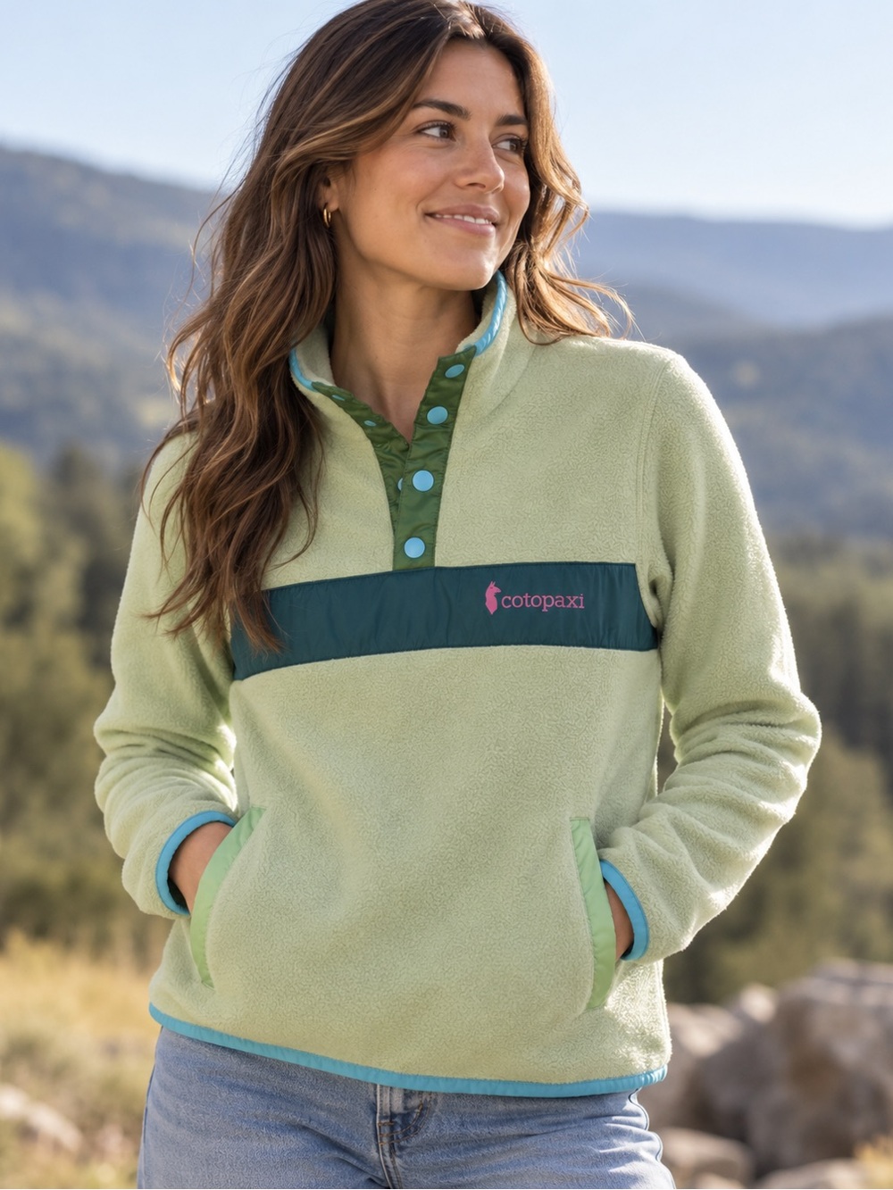 Cotopaxi Fleece Snap Pullover Green Colorblock Women’s XS